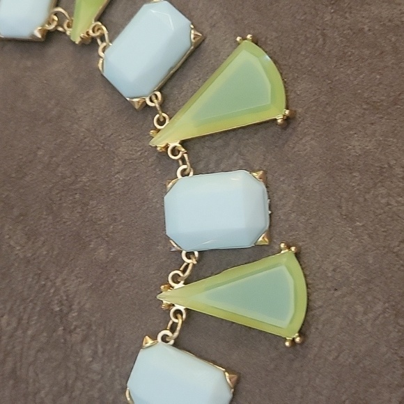 ETC! Mint Neon Green Geometric Mod Bib Necklace - Picture 4 of 7